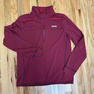 EUC medium VINEYARD VINES red and navy Striped Shep Shirt Quarter Zip Pullover